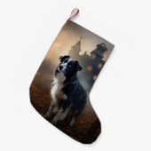 コリー縁どハロウィーン怖い スモールクリスマスストッキング (正面 (吊り時))