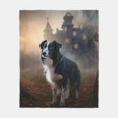 コリー縁どハロウィーン怖い フリースブランケット (正面)