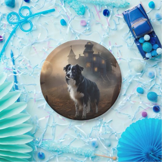 コリー縁どハロウィーン怖い ペーパープレート (パーティー)