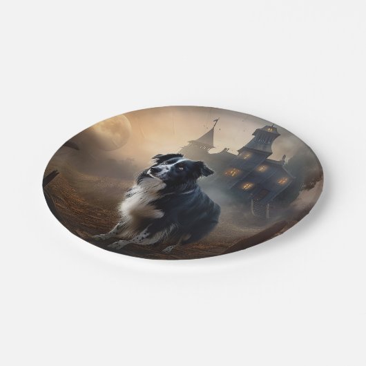 コリー縁どハロウィーン怖い ペーパープレート (アングル)