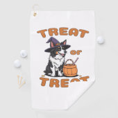 コリー縁どハロウィーン犬の衣装「トリートまたはトレア ゴルフタオル (インサイチュ)
