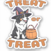 コリー縁どハロウィーン犬の衣装「トリートまたはトレア シール (正面)