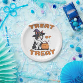 コリー縁どハロウィーン犬の衣装「トリートまたはトレア ペーパープレート (パーティー)