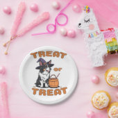 コリー縁どハロウィーン犬の衣装「トリートまたはトレア ペーパープレート (パーティー)