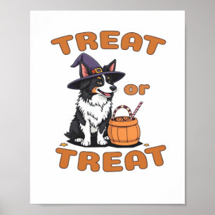 コリー縁どハロウィーン犬の衣装「トリートまたはトレア ポスター