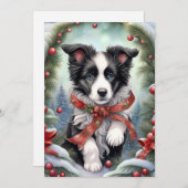 コリー縁どパピーのリボンウィンターウッドランズ シーズンカード (正面/裏面)