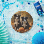 コリー縁どパピーオータムデライトカボチャ ペーパープレート (パーティー)