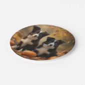 コリー縁どパピーオータムデライトカボチャ ペーパープレート (アングル)