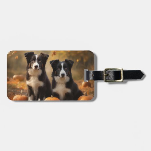 コリー縁どパピーオータムデライトカボチャ ラゲッジタグ (正面横)