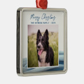 コリー縁どフォトウィンタースノーメリークリスマス メタルオーナメント (右)