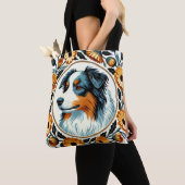 コリー縁どフラワーガーデン トートバッグ (クローズアップ)