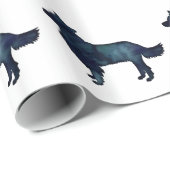 コリー縁どブラックの水色シルエット ラッピングペーパー (ロールコーナー)