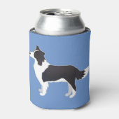 コリー縁どブラックスドッグブリードサイドビューシルエット 缶クーラー (缶正面)
