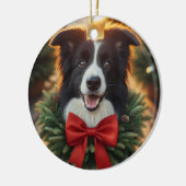 コリー縁どホリデーオーナメント セラミックオーナメント (左)