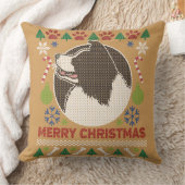 コリー縁どメリークリスマスの醜いセーター クッション (ブランケット)