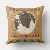 コリー縁どメリークリスマスの醜いセーター クッション (裏面)