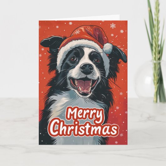 コリー縁どメリークリスマスパーソナライズされた シーズンカード (正面)