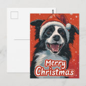 コリー縁どメリー・クリスマス ポストカード (正面/裏面)