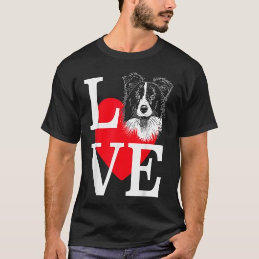 コリー縁どラブカワイイハート縁どコリー Tシャツ (正面)