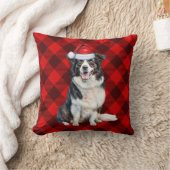コリー縁どレッドバッファロープレイドクリスマスドッグ クッション (ブランケット)