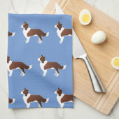 コリー縁どレッド犬ブリードサイドビューシルエット キッチンタオル (四つ折り)