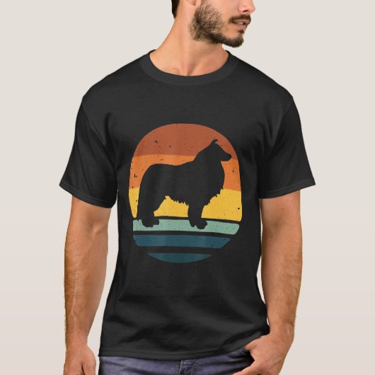 コリー縁どヴィンテージレトロドッグママパパ Tシャツ (正面)