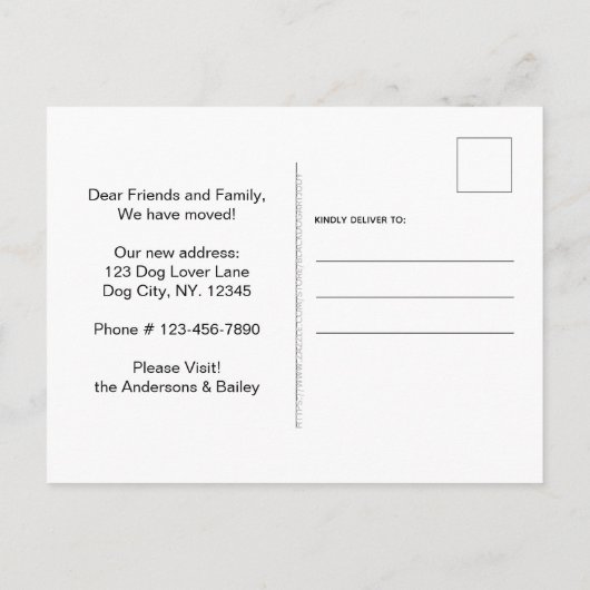 コリー縁ど引っ越しましたかわいい犬の動き 案内ポストカード (裏面)