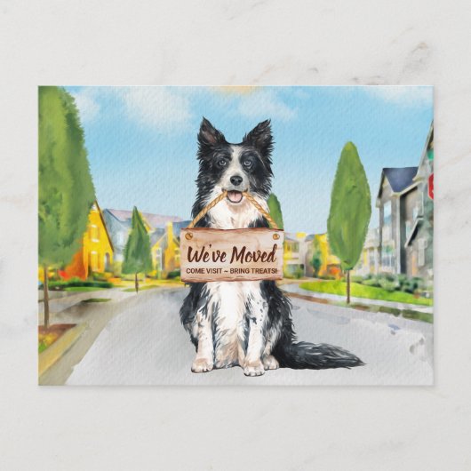 コリー縁ど引っ越しましたかわいい犬の動き 案内ポストカード (正面)