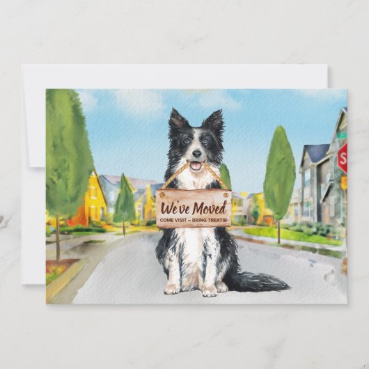 コリー縁ど引っ越しましたかわいい犬の動き 案内状 (正面)