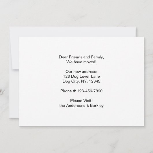 コリー縁ど引っ越しましたかわいい犬の動き 案内状 (裏面)