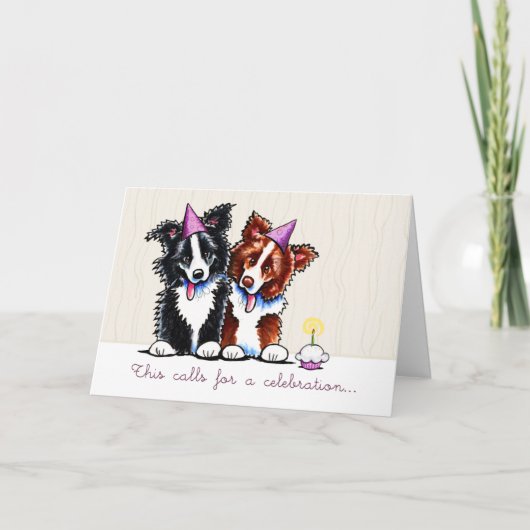 コリー縁ど祝カップケーキカスタムメッセージ カード (正面)