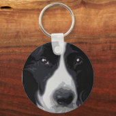 コリー縁ど「スウィート顔」キーリングキーチェーン キーホルダー (正面)