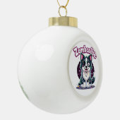 コリー縁どBCゾンビドッグハロウィーン必須T- セラミックボールオーナメント (左)