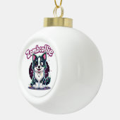 コリー縁どBCゾンビドッグハロウィーン必須T- セラミックボールオーナメント (右)