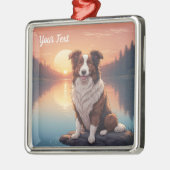 コリー赤と白バイレイク メタルオーナメント (左)