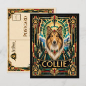 コリー、 アールデコの犬 ポストカード (正面/裏面)