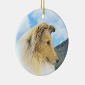コリー·イン·マウンテンズ（ラフ）絵画ズ·ドッグ·アート セラミックオーナメント (右)