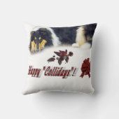 コリー トリカラー クリスマス クッション (裏面)