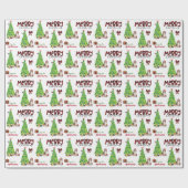 コリー・ドッグ・バードクリスマスツリー ラッピングペーパー (フラット)