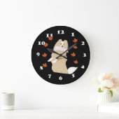 コリー·ドッグ、紅葉 ラージ壁時計 (ホーム)