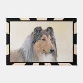 コリー(ラフ)絵画ズ-かわいいオリジナルの犬芸術 ドアマット (正面)
