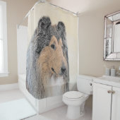 コリー(ラフ)絵画ズ – かわいいオリジナルドッグアート シャワーカーテン (インサイチュ)