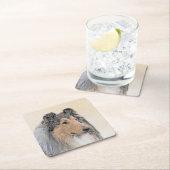 コリー（ラフ）絵画ズ – かわいいオリジナルドッグアート スクエアペーパーコースター (インサイチュ)