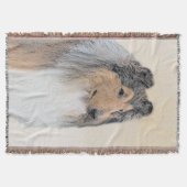 コリー（ラフ）絵画ズ – かわいいオリジナルドッグアート スローブランケット (正面)