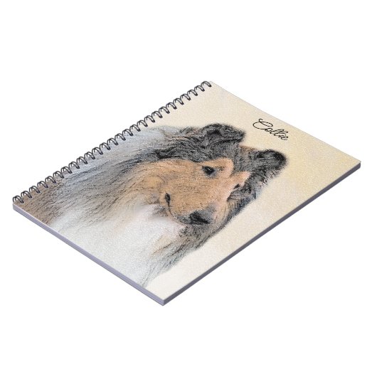 コリー(ラフ)絵画ズ – かわいいオリジナルドッグアート ノートブック (左側)