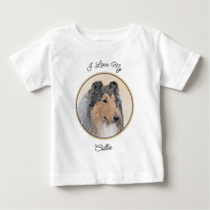 コリー(ラフ)絵画ズ – かわいいオリジナルドッグアート ベビーTシャツ
