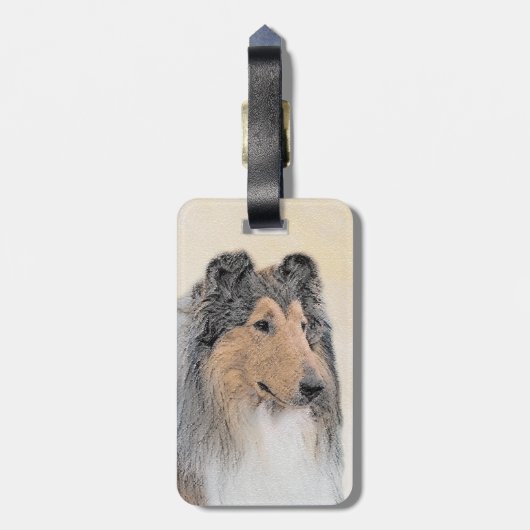 コリー(ラフ)絵画ズ – かわいいオリジナルドッグアート ラゲッジタグ (裏面縦)
