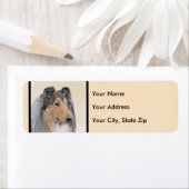 コリー（ラフ）絵画ズ – かわいいオリジナルドッグアート ラベル (インサイチュ)