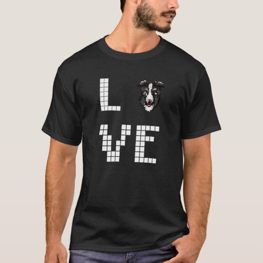 コリー 犬 ピクセルアート Tシャツ (正面)