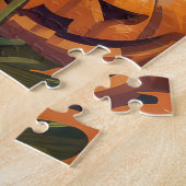 コリ不気味ー縁どハロウィーン魔女とカボチャ ジグソーパズル (側面)